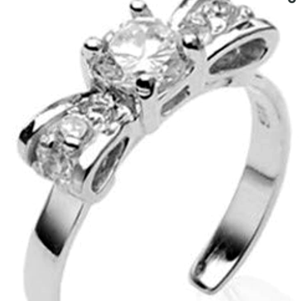 Bow silver ring with CZ toering - Picture 1 of 1